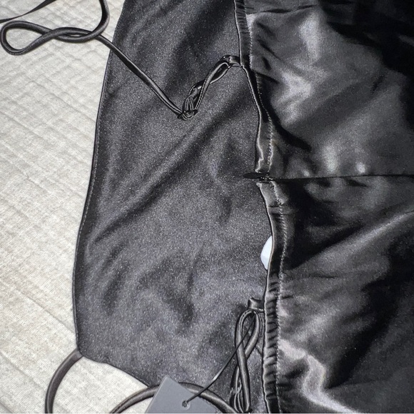 Lulus Strobe Lights Black Satin Rhinestone Fringe Mini Dress NWT - Picture 13 of 14